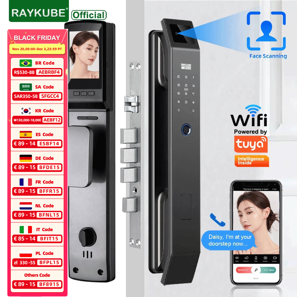 Smart Home Door Lock - RAYKUBE DF14 Tuya WiFi 3D распознавание