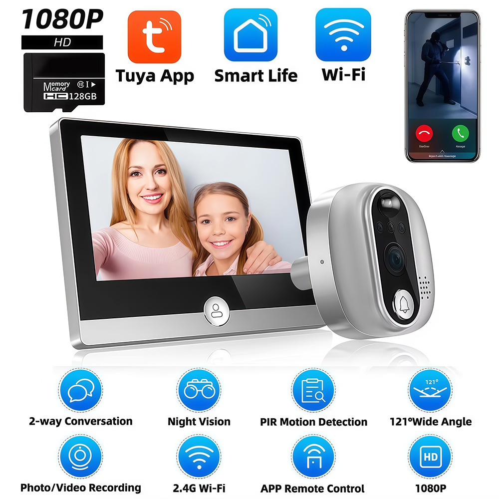 Smart Home Wiser - Tuya 1080P Wi-Fi дверной звонок камера